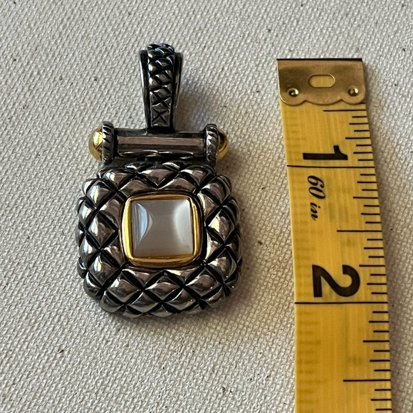 Elegant Silver and Gold Pendant Mother Of Pearl Center Pendant - Picture 2 of 5